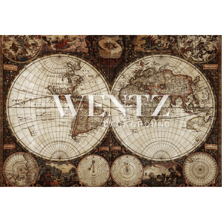 Fabric Photography Background World Map / Backdrop 1549