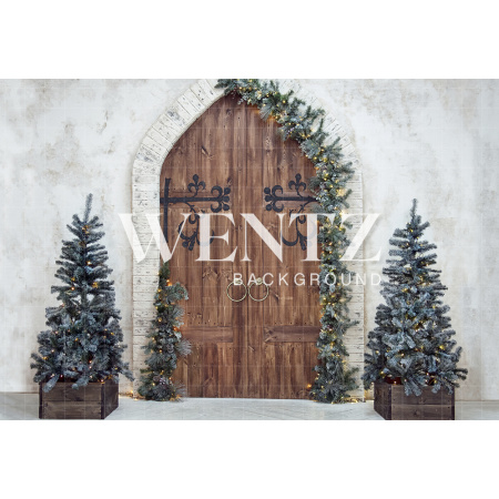 Fabric Photography Background Christmas Wooden Door / Backdrop 1559