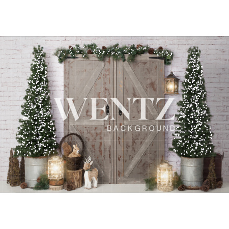 Fabric Photography Background Christmas Door / Backdrop 1941