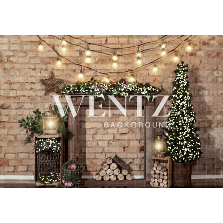 Fabric Photography Background Christmas Fireplace / Backdrop 1964