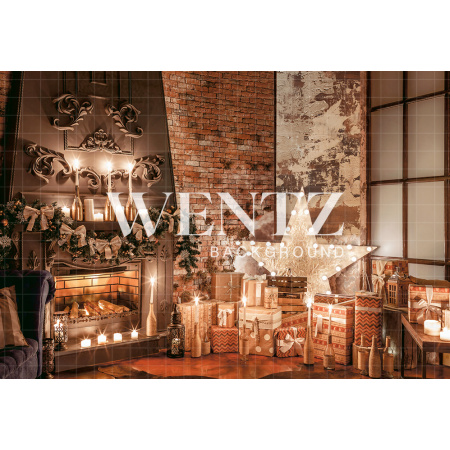 Fabric Photography Background Christmas Fireplace Newborn / Backdrop 1970