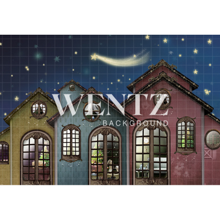Fabric Photography Background Christmas Houses / Backdrop 2086