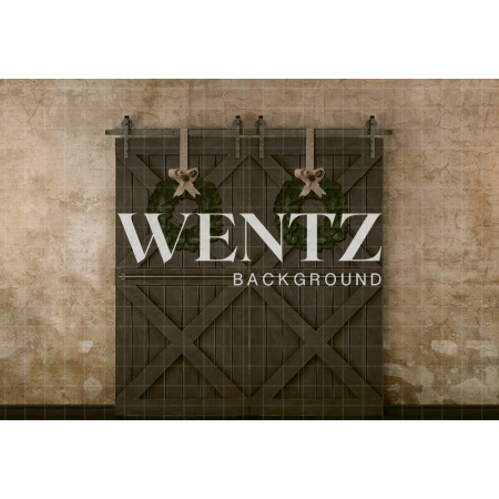 Fabric Photography Background Christmas Facade and Door / Backdrop 2117