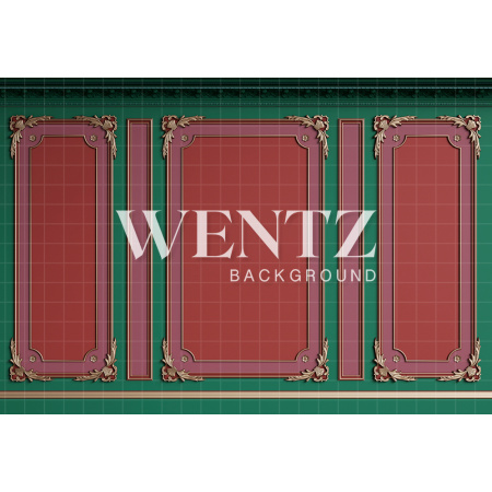 Fabric Photography Background Green and Red Boiserie / Backdrop 2137