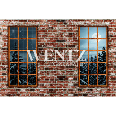 Fabric Photography Background Brick Wall with Window / Backdrop 2185