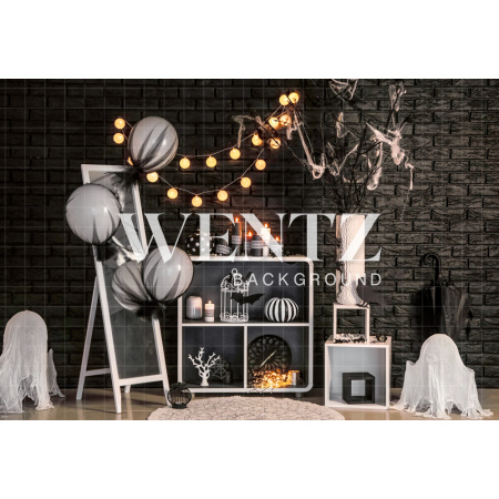 Fabric Photography Background Halloween Set With Balloons / Backdrop 2357