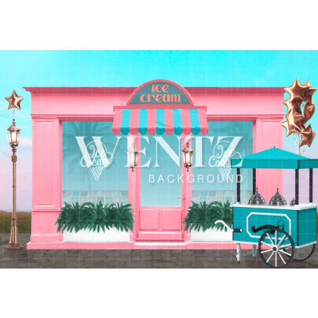 Fabric Photography Background Ice Cream Shop / Backdrop 2381