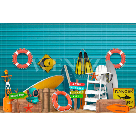 Fabric Photography Background Diving on the Beach / Backdrop 2382