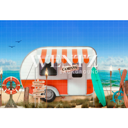 Fabric Photography Background Beach Camping / Backdrop 2385