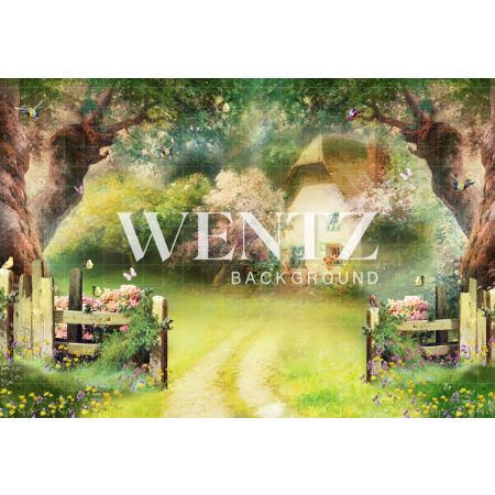 Fabric Photography Background Forest House / Backdrop 2407