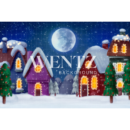 Fabric Photography Background Enchanted Christmas Village / Backdrop 2472
