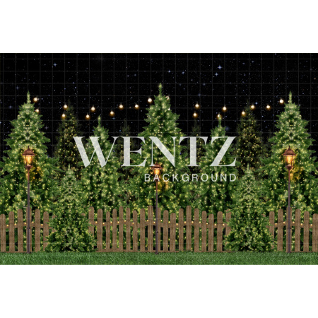 Fabric Photography Background Christmas Farm with Pine Tree / Backdrop 2493