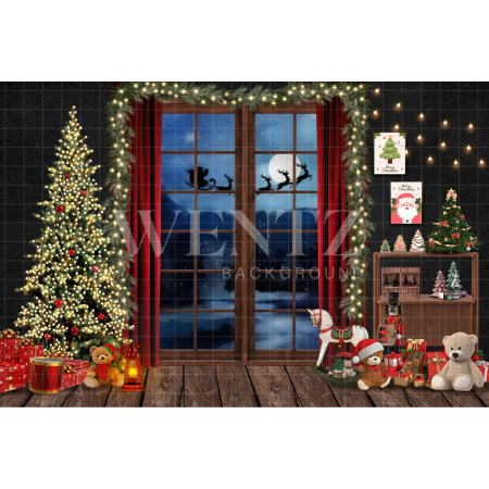 Fabric Photography Background Christmas Room with Toys/ Backdrop 2532
