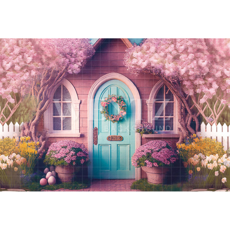 Fabric Photography Background Easter House / Backdrop 2584