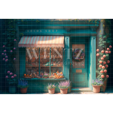 Fabric Photography Background Cocoa Shop / Backdrop 2591