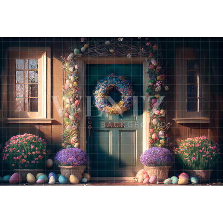 Fabric Photography Background Easter Egg House / Backdrop 2593