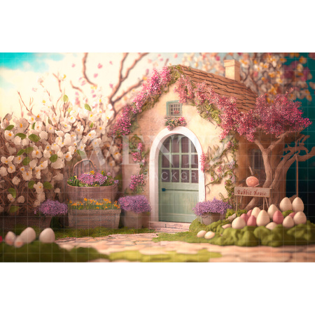 Fabric Photography Background Easter Bunny House / Backdrop 2597