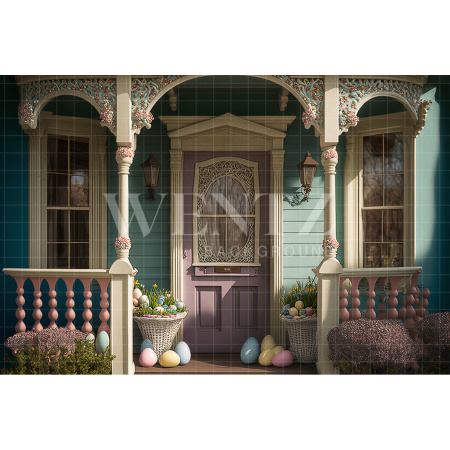 Fabric Photography Background Easter House Facade / Backdrop 2609