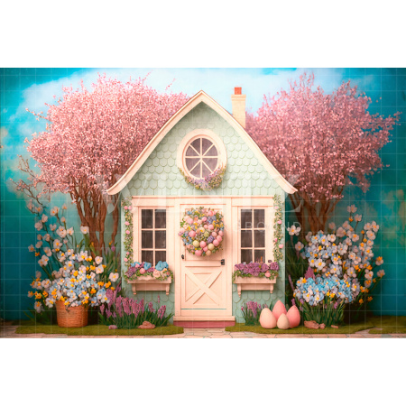 Fabric Photography Background Easter House / Backdrop 2629