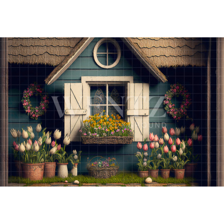 Fabric Photography Background Cabin with White Window / Backdrop 2637