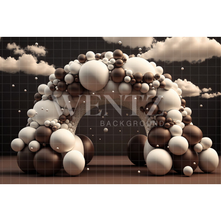 Fabric Photography Background Cake Smash Brown with Clouds / Backdrop 2648