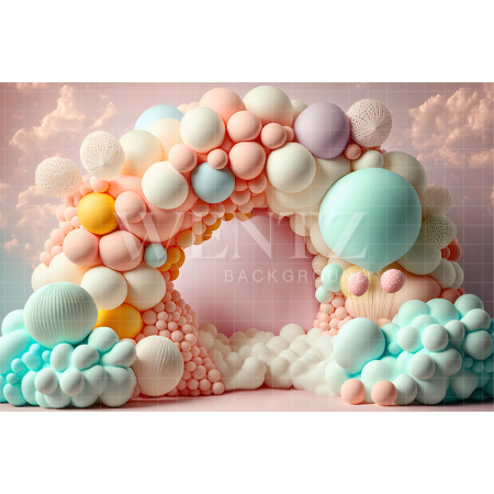 Fabric Photography Background Cake Smash Colorful with Clouds / Backdrop 2649