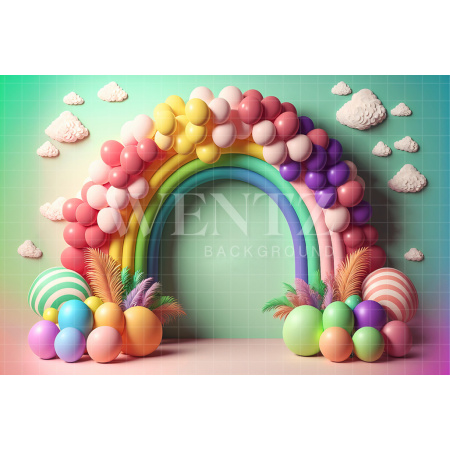 Fabric Photography Background Cake Smash Rainbow with Clouds / Backdrop 2654