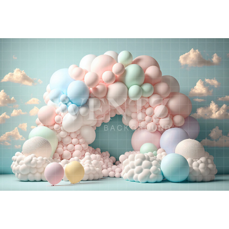 Fabric Photography Background Cake Smash Pink with Clouds / Backdrop 2663