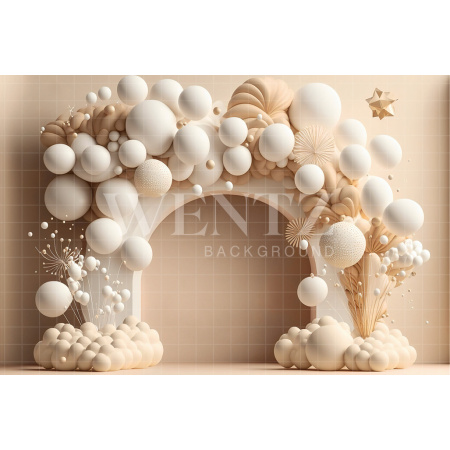 Fabric Photography Background Cake Smash White and Beige / Backdrop 2688