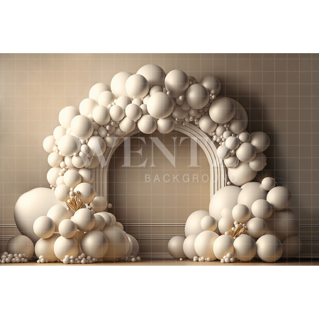 Fabric Photography Background Cake Smash Arch with White Balloons / Backdrop 2694
