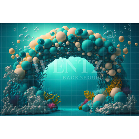 Fabric Photography Background Cake Smash Sea with Blue Balloons / Backdrop 2695