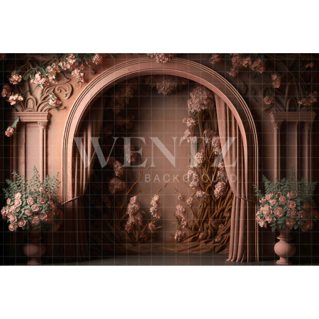 Fabric Photography Background Colorful Terracotta Scenery with Roses / Backdrop 2705
