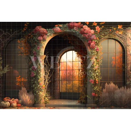 Fabric Photography Background Entrance with Floral Arch / Backdrop 2740
