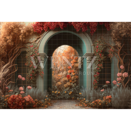 Fabric Photography Background Entrance to the Flower Garden / Backdrop 2744