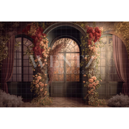 Fabric Photography Background Floral Scenery with Curtains / Backdrop 2748