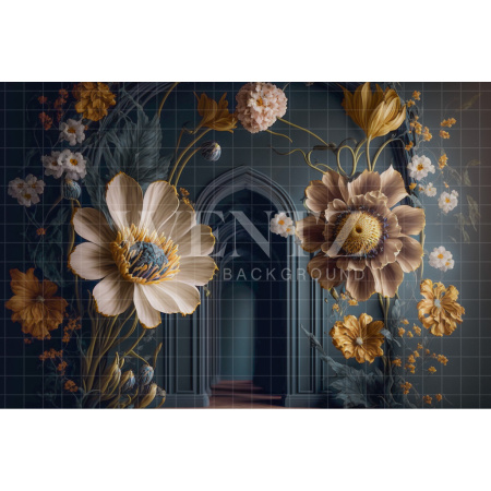 Fabric Photography Background Scenery Arch with Flowers / Backdrop 2767