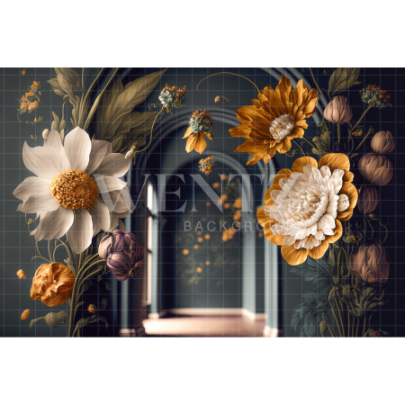 Fabric Photography Background Scenery Arch with Flowers / Backdrop 2768
