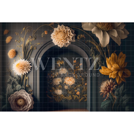 Fabric Photography Background Scenery Arch with Flowers / Backdrop 2769