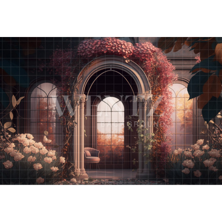 Fabric Photography Background Mother's Day Scenery with Couch and Garden / Backdrop 2775