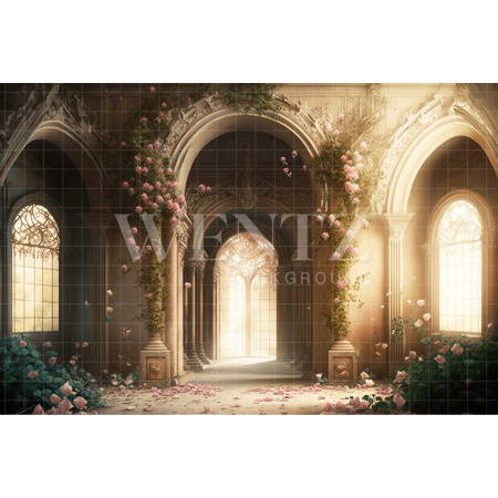 Fabric Photography Background Mother's Day Golden Garden / Backdrop 2776