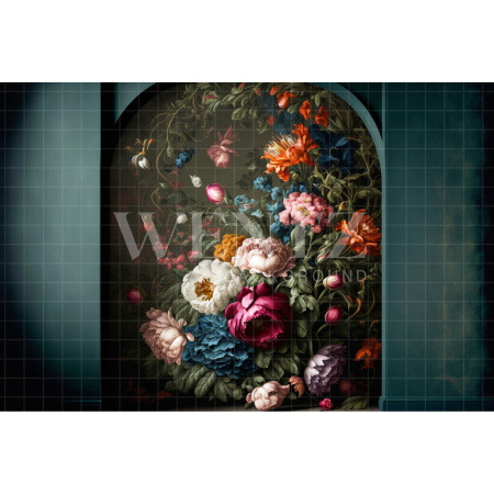 Fabric Photography Background Scenery Arch with Flowers / Backdrop 2780