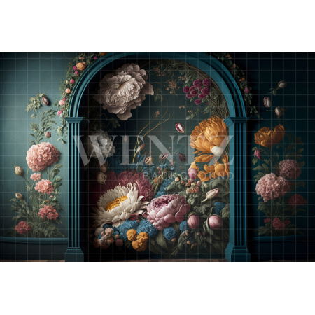 Fabric Photography Background Scenery Arch with Flowers / Backdrop 2781