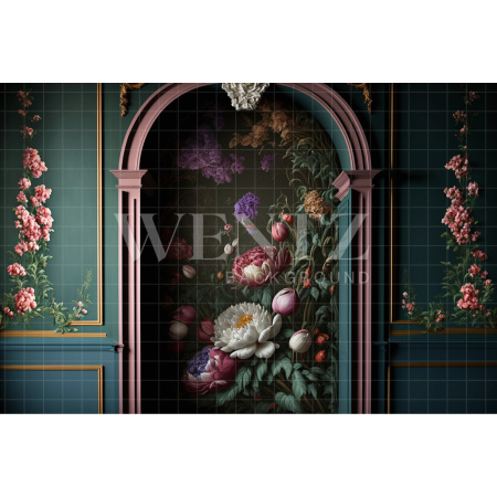 Fabric Photography Background Scenery Arch with Flowers / Backdrop 2782