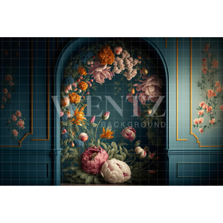 Fabric Photography Background Scenery Arch with Flowers / Backdrop 2783