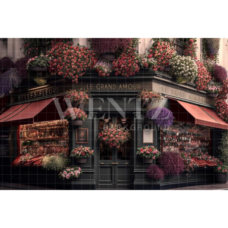 Fabric Photography Background Coffee with Flowers / Backdrop 2826