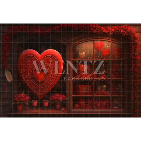 Fabric Photography Background Valentine's Day Flowery Shop Window / Backdrop 2849