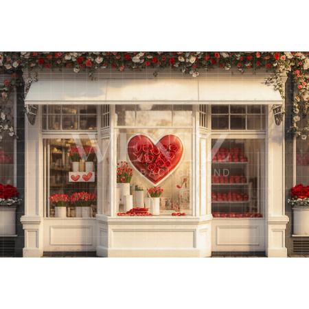 Fabric Photography Background Shop Window with Flowers / Backdrop 2851