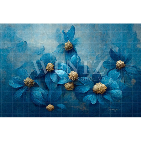 Fabric Photography Background Blue Floral / Backdrop 2983