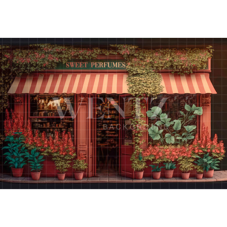 Fabric Photography Background Perfume Shop with Flowers / Backdrop 3166