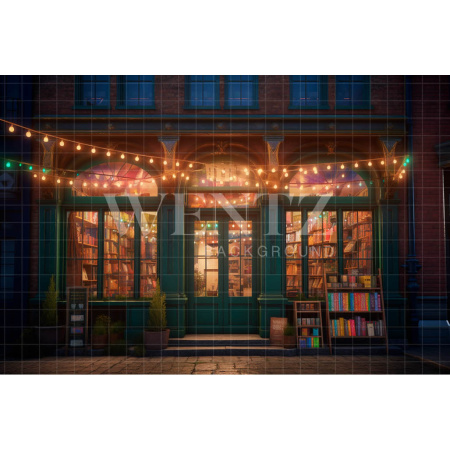 Fabric Photography Background Colorful Bookstore / Backdrop 3202